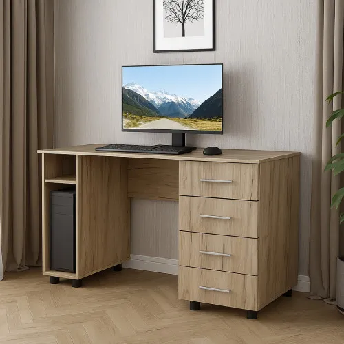 Стол компьютерный СК3 4Я 750х1300х600 мм ДСП Дуб Крафт Серый