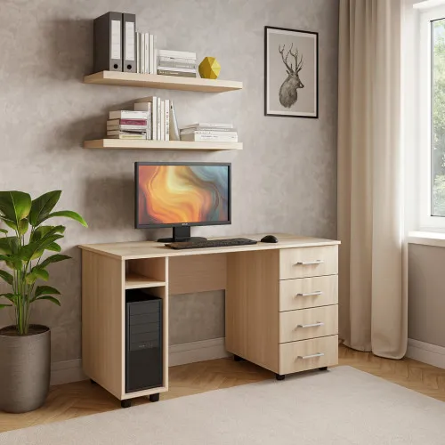 Стол компьютерный СК3 4Я 750х1300х600 мм ДСП Дуб Молочный