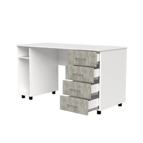 Стол компьютерный СК3 4Я 750х1300х600 мм корпус ДСП Белый фасад ДСП Ателье Светлый