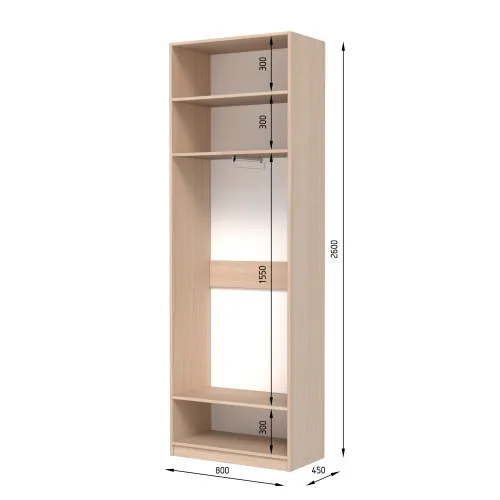 Шафа розпашна ШР2 2600х1000х450 мм ДСП Дуб Крафт Сірий