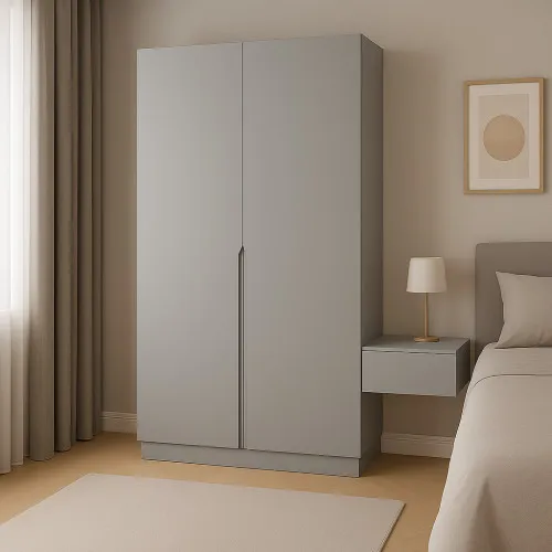 Шафа розпашна ШР2 2600х1000х450 мм корпус ДСП Сіра Мишка фасад МДФ фарба RAL7004 (Сигнальний сірий) фрезерована ручка V