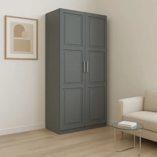 Шафа розпашна ШР2 2500х1000х600 мм корпус ДСП Сіра Мишка фасад МДФ фарба RAL7004 (Сигнальний сірий) фрезерування КШ10