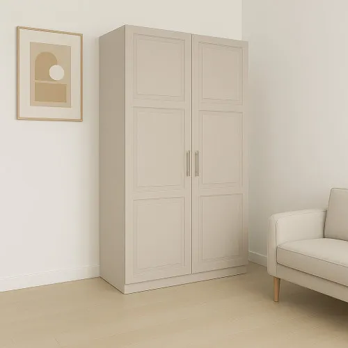 Шафа розпашна ШР2 2600х1000х450 мм корпус ДСП Кашемір фасад МДФ фарба NCS S 2002-Y50R (Шовковистий мат) фрезерування КШ10