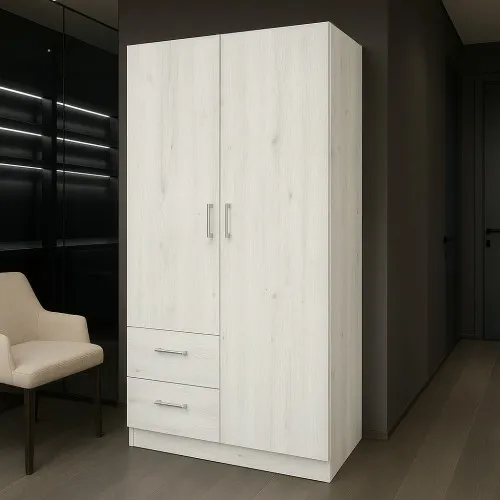 Шафа розпашна ШР3 2100х1000х450 мм ДСП Дуб Крафт Білий