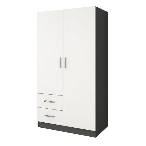 Шафа розпашна ШР3 2100х1000х450 мм корпус ДСП Білий фасад МДФ фарба Білий (RAL9003) фрезеровані ручки V і J