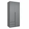 Шафа розпашна ШР3 2100х1000х450 мм корпус ДСП Сірий графіт фасад МДФ фарба RAL7012 (Базальтовий сірий) фрезеровані ручки V і J