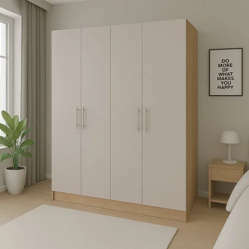 Шкаф распашный ШР4 2400х1400х450 мм корпус ДСП Дуб Сонома фасад ДСП Кашемир