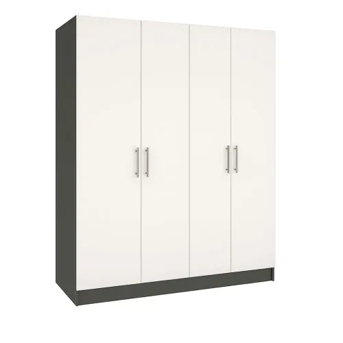 Шкаф распашный ШР4 2400х1400х600 мм корпус ДСП Антрацит фасад ДСП Белый