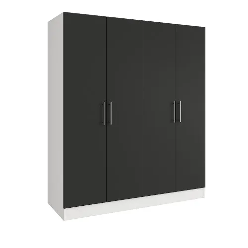Шкаф распашный ШР4 2400х1400х600 мм корпус ДСП Белый фасад ДСП Антрацит