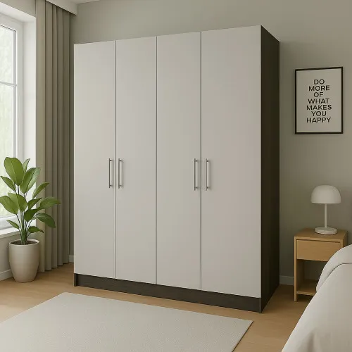 Шкаф распашный ШР4 2400х1400х450 мм корпус ДСП Дуб Винтаж Оксид фасад ДСП Кашемир