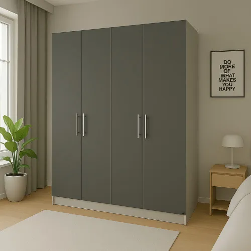 Шкаф распашный ШР4 2400х1400х450 мм корпус ДСП Серая Мышка фасад ДСП Серый Графит