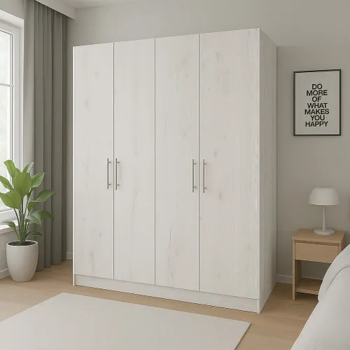 Шкаф распашный ШР4 2400х1400х600 мм ДСП Дуб Крафт Белый