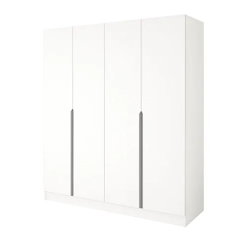 Шкаф распашный ШР4 2400х1400х450 мм корпус ДСП Белый фасад МДФ краска Белый (RAL9003) фрезерованная ручка V