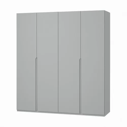 Шкаф распашный ШР4 2400х1400х450 мм корпус ДСП Серая Мышка фасад МДФ краска RAL7004 (Сигнальный серый) фрезерованная ручка V