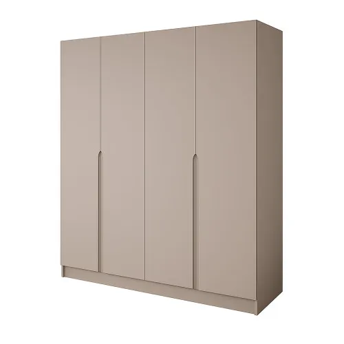 Шкаф распашный ШР4 2400х1400х450 мм корпус ДСП Кашемир фасад МДФ краска NCS S 2002-Y50R (Шелковистый мат) фрезерованная ручка V