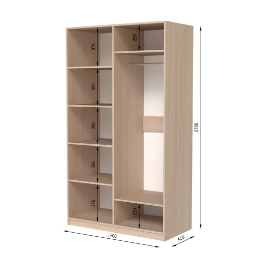 Шафа розпашна ШР4 2100х1300х600 мм ДСП Білий