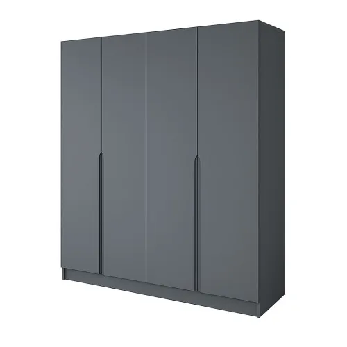 Шкаф распашный ШР4 2400х1400х450 мм корпус ДСП Серый Графит фасад МДФ краска RAL7012 (Базальтовый серый) фрезерованная ручка V