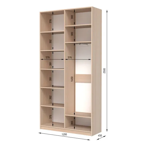 Шафа розпашна ШР4 2500х1300х600 мм ДСП Білий