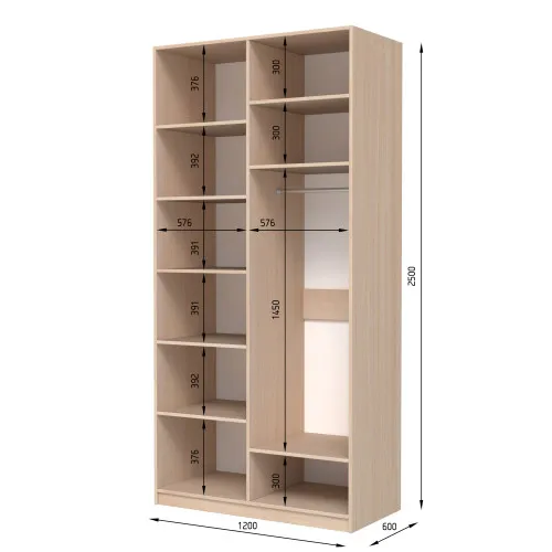 Шафа розпашна ШР4 2500х1300х450 мм ДСП Білий