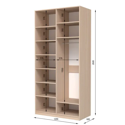 Шафа розпашна ШР4 2600х1300х450 мм ДСП Білий