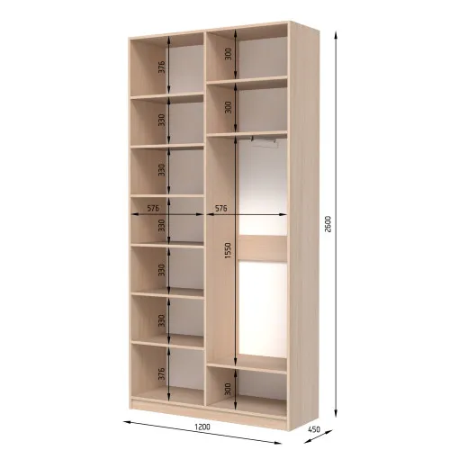 Шафа розпашна ШР4 2600х1300х600 мм ДСП Білий