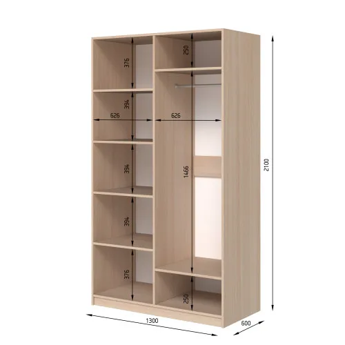 Шафа розпашна ШР4 2100х1400х600 мм ДСП Білий