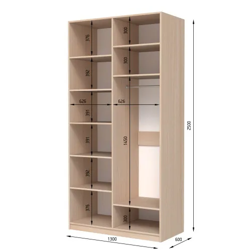 Шафа розпашна ШР4 2500х1400х600 мм ДСП Білий