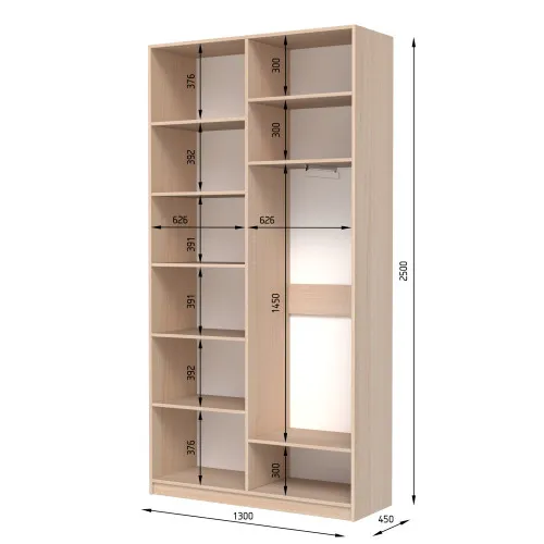 Шафа розпашна ШР4 2500х1400х450 мм ДСП Білий