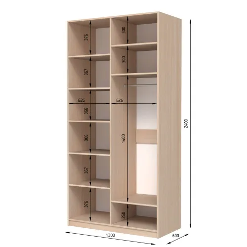 Шкаф распашный ШР4 2400х1400х600 мм ДСП Белый