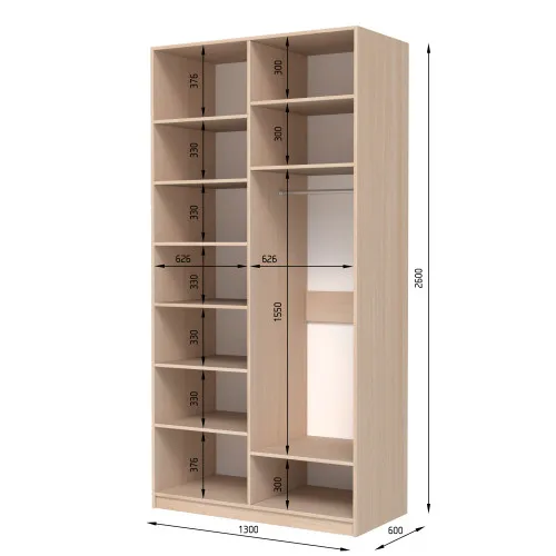 Шкаф распашный ШР4 2600х1400х600 мм ДСП Белый