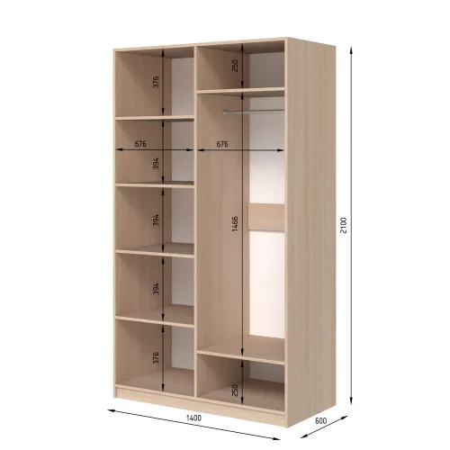 Шафа розпашна ШР4 2100х1500х600 мм ДСП Білий