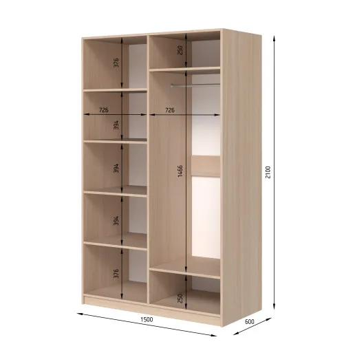 Шафа розпашна ШР4 2100х1800х600 мм ДСП Білий