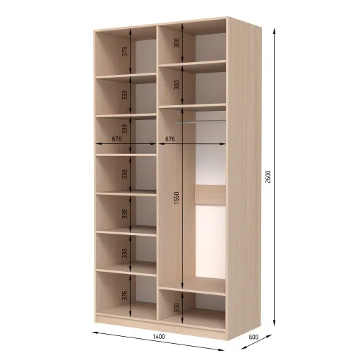 Шафа розпашна ШР4 2600х1500х600 мм ДСП Білий