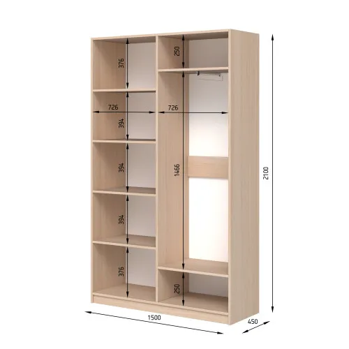 Шафа розпашна ШР4 2100х1800х450 мм ДСП Білий