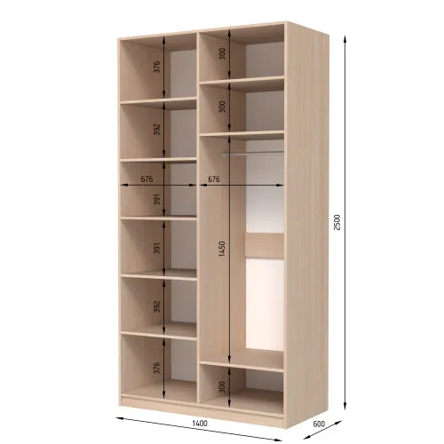 Шафа розпашна ШР4 2500х1500х600 мм ДСП Білий