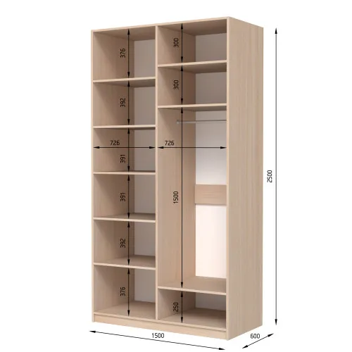 Шафа розпашна ШР4 2500х1800х600  мм ДСП Білий