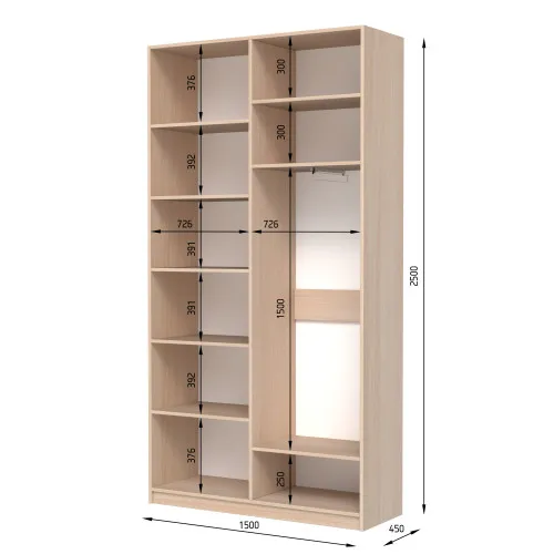 Шафа розпашна ШР4 2500х1800х450 мм ДСП Білий