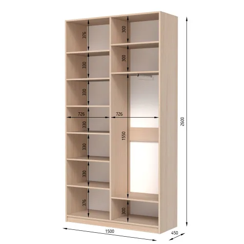 Шкаф распашный ШР4 2600х1800х450 мм ДСП Белый