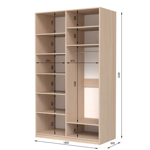 Шафа розпашна ШР4 2400х1900х600 мм ДСП Білий