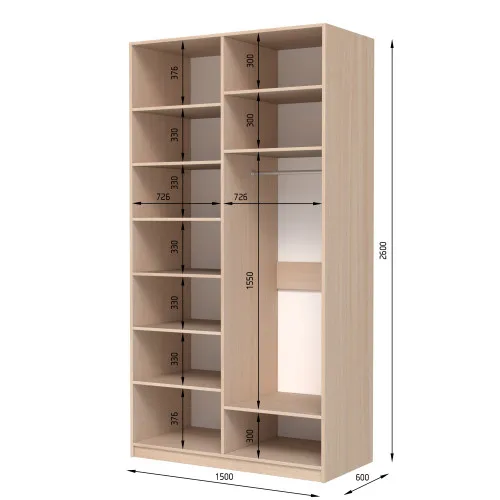 Шафа розпашна ШР4 2600х1800х600 мм ДСП Білий