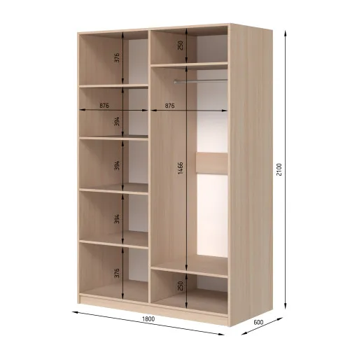 Шафа розпашна ШР4 2100х1900х600 мм ДСП Білий