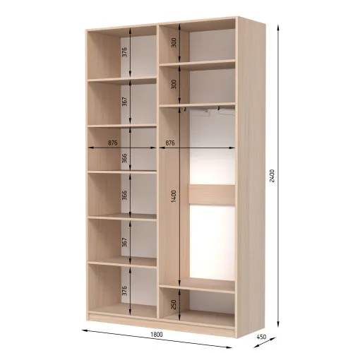 Шафа розпашна ШР4 2400х1900х450 мм ДСП Білий