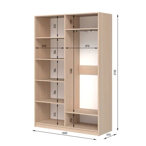 Шафа розпашна ШР4 2100х1900х450 мм ДСП Білий