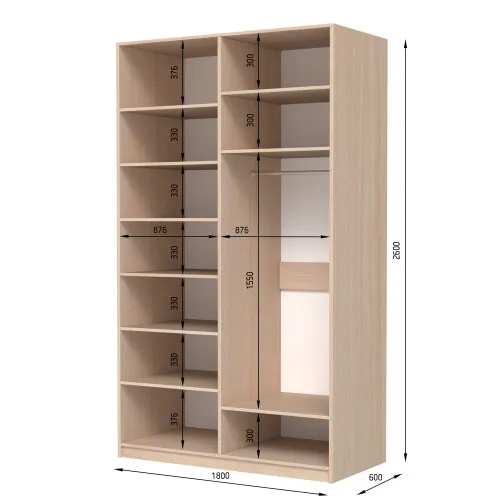 Шафа розпашна ШР4 2600х1900х600 мм ДСП Білий