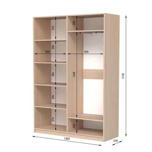 Шафа розпашна ШР4 2100х2000х450 мм ДСП Білий