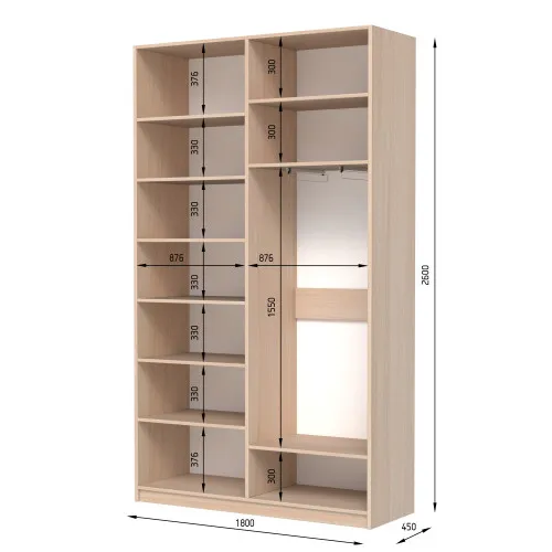 Шафа розпашна ШР4 2600х1900х450 мм ДСП Білий