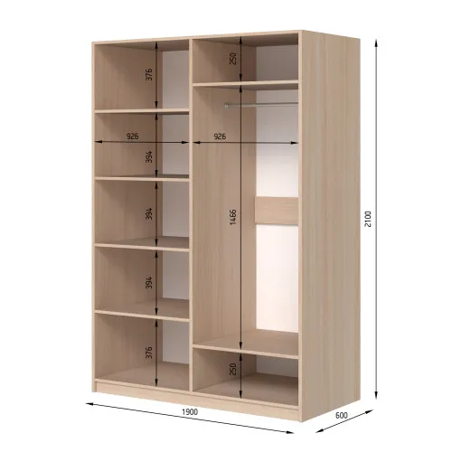 Шафа розпашна ШР4 2100х2000х600 мм ДСП Білий