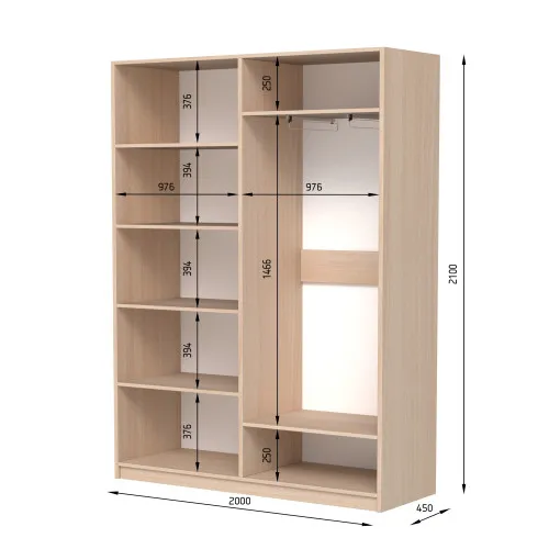 Шафа розпашна ШР4 2100х1200х600 мм ДСП Білий