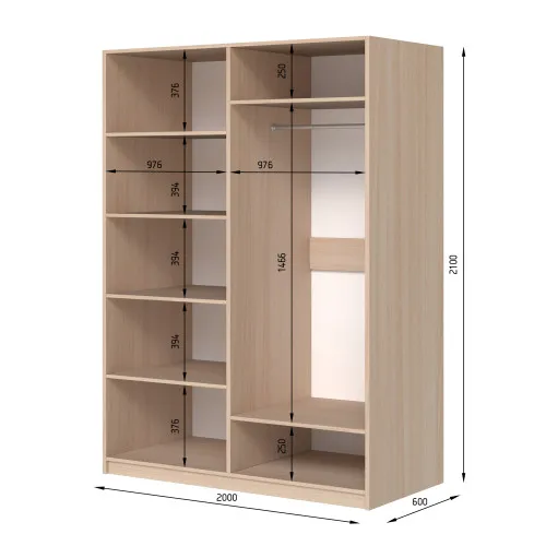 Шафа розпашна ШР4 2100х1200х450 мм ДСП Білий