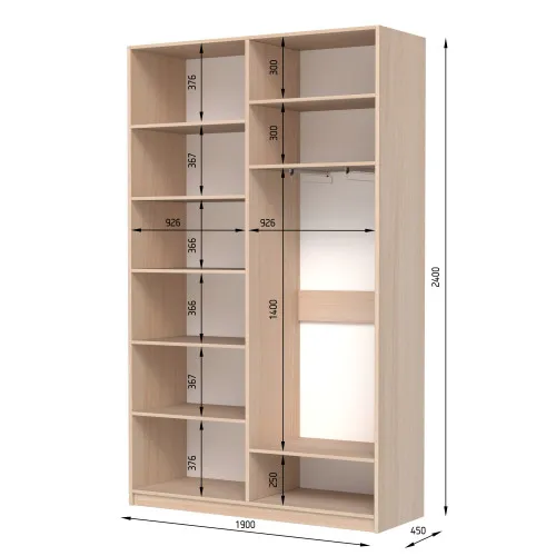 Шафа розпашна ШР4 2400х2000х450 мм ДСП Білий